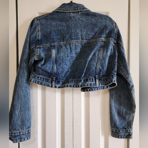 Denim Cropped Jacket Size SMALL - Picture 2 of 3